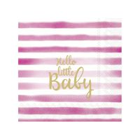 20x Roze 3-laags servetten Hello little baby 33 x 33 cm