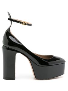 Valentino Garavani sandales en cuir verni à plateforme - Noir