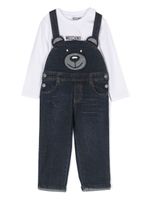 Moschino Kids salopette en jean à motif Teddy Bear - Bleu