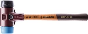 Halder Kunststofhamer | lengte 330 mm hoofd-d. 40 mm | zacht/middelhard hout | TPE-soft blauw/rubber zwart | 1 stuk - 3012.040 3012.040
