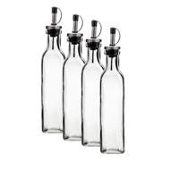 Olie en azijn flessen - 6x - glas - 300 ml - met schenktuit - afsluitbare dop