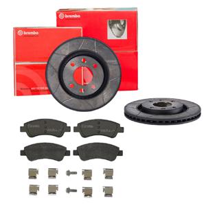 Remmenset, remschijf BREMBO, Remschijftype: Binnen geventileerd, Inbouwplaats: Vooras, u.a. für Citroën, Peugeot, DS, Opel