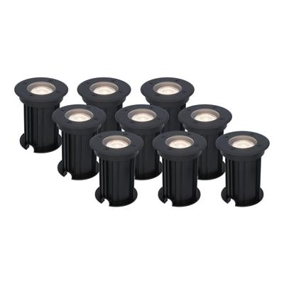 Set van 9 Maisy LED Grondspots Rond - Dimbaar - GU10 - 4000K neutraal wit - 5 Watt 400 lumen - Rond - Ø12cm - Tuinspot - Oprit - Zwart - IP67 waterdicht
