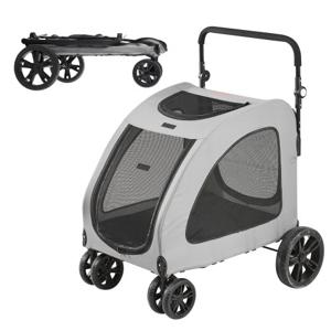 VEVOR hondenbuggy 79x91x113cm hondenkar 16kg laadvermogen hondentrolley aluminium frame 600D Oxford stof nylon gaas venster 4 EVA wielen hondenbox dierenbuggy kattenbuggy huisdierenvervoer