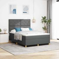 Boxspring bed met matras Donkergrijs 160 x 200 cm Stof