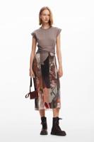 Hybride midi-jurk met bloemen - BROWN - M