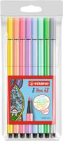 STABILO Pen 68 PastelParade viltstift, etui van 8 stuks in geassorteerde kleuren
