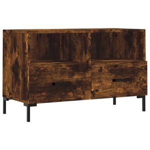 The Living Store Tv-meubel - Gerookt Eiken - 80 x 36 x 50 cm - Bewerkt Hout en IJzer