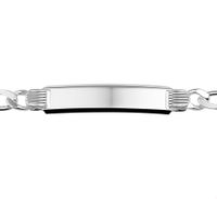 TFT Graveerarmband Zilver Figaro Plaat 8 mm 20 cm