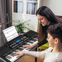 61-Toetsen Elektronisch Keyboard Standaard en Kruk Complete Digitale Pianoset 300 Klankkleuren 300 Ritmes 50 Demo's Lesmodus Microfoon