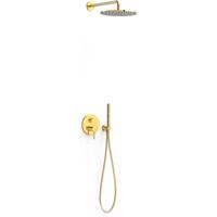Regendouche set Tres Study | Inbouw | Mengkraan | 2-weg | Rond | 24k Goud glans