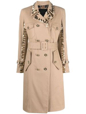 Philipp Plein trench ceinturé à clous - Tons neutres