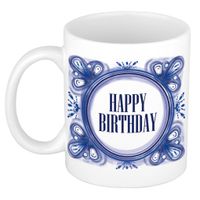 Verjaardag cadeau mok - Delfts Blauw - happy birthday - 300 ml - keramiek