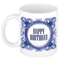 Verjaardag cadeau mok - Delfts Blauw - happy birthday - 300 ml - keramiek Verjaardag cadeau mok - Delfts Blauw - happy birthday - 300 ml - keramiek