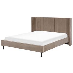 Beliani - VILLETTE - Tweepersoonsbed - Taupe - 180 x 200 cm - Fluweel