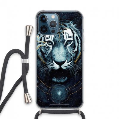 Darkness Tiger: iPhone 13 Pro Max Transparant Hoesje met koord
