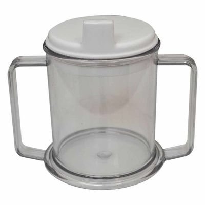 Drinkbeker met tuit en 2 handvatten | Tuitbeker | Transparant | Afmetingen: 120x140x90 mm