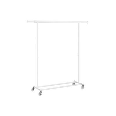 Kledingrek op wielen met uitschuifbare stang en hoge draagkracht, Wit / (92-132)B cm