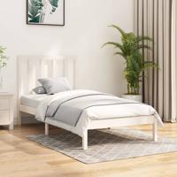 Bedframe massief grenenhout wit 75x190 cm