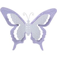 Mega Collections tuin/schutting decoratie vlinder - metaal - lila paars - 46 x 34 cm   -
