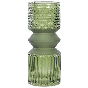 Beliani VRADETO - Bloemenvaas-Groen-Glas