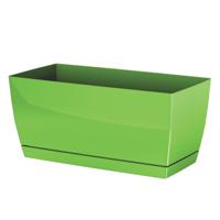 Plantenpot/bloempot met opvangschaal - kunststof - lime groen - 29 x 14 x 14 cm - binnen/buiten