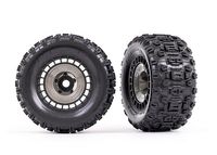 Traxxas - Tires and wheels, assembled, glued (3.8" black wheels, gray wheel covers, Sledgehammer tires, foam inserts) (2) (TRX-9572)