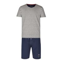 Phil & Co Phil & Co Shortama Heren Grijs/Blauw Stripe