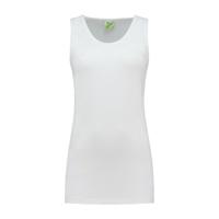 Sport singlet voor dames - wit - mouwloos shirtje - katoen/elastaan - ademend