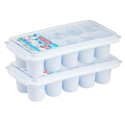 Plasticforte dikke ronde blokken ijsblokjes tray - 2x stuks - ijsklontjes - 10 vakjes - wit Plasticforte dikke ronde blokken ijsblokjes tray - 2x stuks - ijsklontjes - 10 vakjes - wit