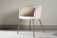 Nohr Eetkamerstoel 'Karna' Velvet, kleur Crème/Walnoot