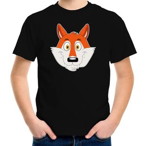 Cartoon vos t-shirt zwart voor jongens en meisjes - Cartoon dieren t-shirts kinderen