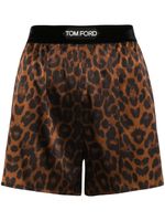 TOM FORD short en soie à imprimé léopard - Marron - thumbnail