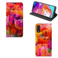 Bookcase Samsung Galaxy A70 Tulips
