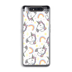 Rainbow Unicorn: Samsung Galaxy A80 Transparant Hoesje