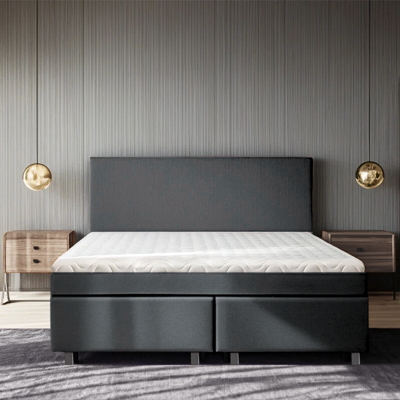 1-Persoons Boxspring Julia Relax - Antraciet 90x200 cm - Pocketvering - Inclusief Topper - Dekbed-Discounter.nl