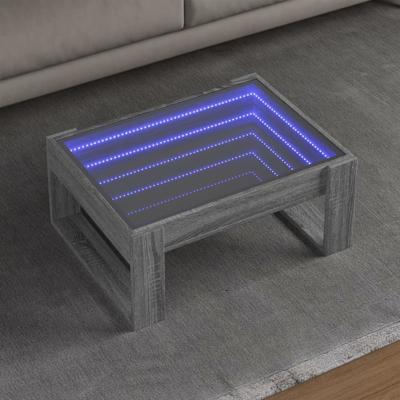 Salontafel met Infinity LED 70x53x30 cm grijs sonoma eikenkleur