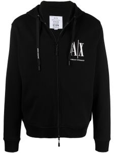 Armani Exchange hoodie à lien de resserrage - Noir