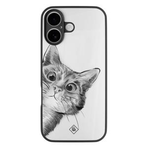 iPhone 16 glazen hardcase - Peekaboo kat