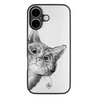 iPhone 16 glazen hardcase - Peekaboo kat