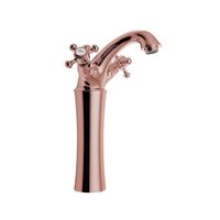 Wastafelmengkraan Sapho Antea 2-knop Gebogen Hoog 24.5 cm Rose Goud (incl. pop-up waste) - thumbnail