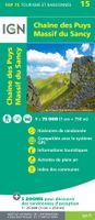 Wandelkaart - Fietskaart 15 Chaîne des Puys - Massif du Sancy - Auvergne | IGN - Institut Géographique National