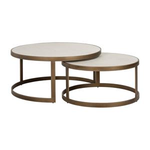 Richmond Ronde Salontafel Whitebone Eiken, Set van 2 stuks - Goud