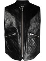 MISBHV gilet en cuir à motif logo embossé - Noir