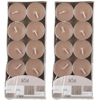 Arti Casa Geurtheelichtjes - 20x stuks - hout - bruin - was/paraffine - 3,5 uur