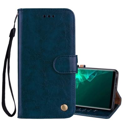 Business stijl olie Wax textuur horizontale Flip leergeval met houder & kaartsleuven & portemonnee voor Galaxy Note9 (blauw)