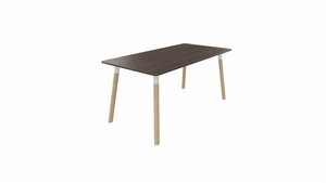 Tafel 8711 recht - 120 x 80 cm. - Wit - Eiken donker - Beuken naturel