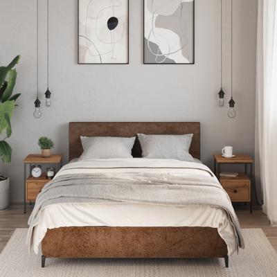 Nachtkastjes 2 st 34x36x50cm bewerkt hout artisanaal eikenkleur