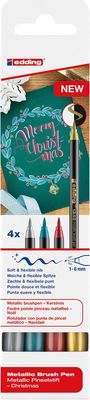 Edding metallic brushpen Christmas e-1340, assorti, set van 4 stuks