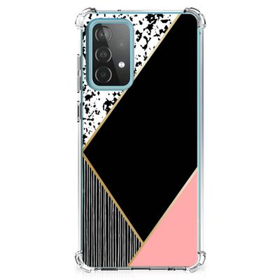 Samsung Galaxy A52 4G/5G Shockproof Case Zwart Roze Vormen Samsung Galaxy A52 4G/5G Shockproof Case Zwart Roze Vormen